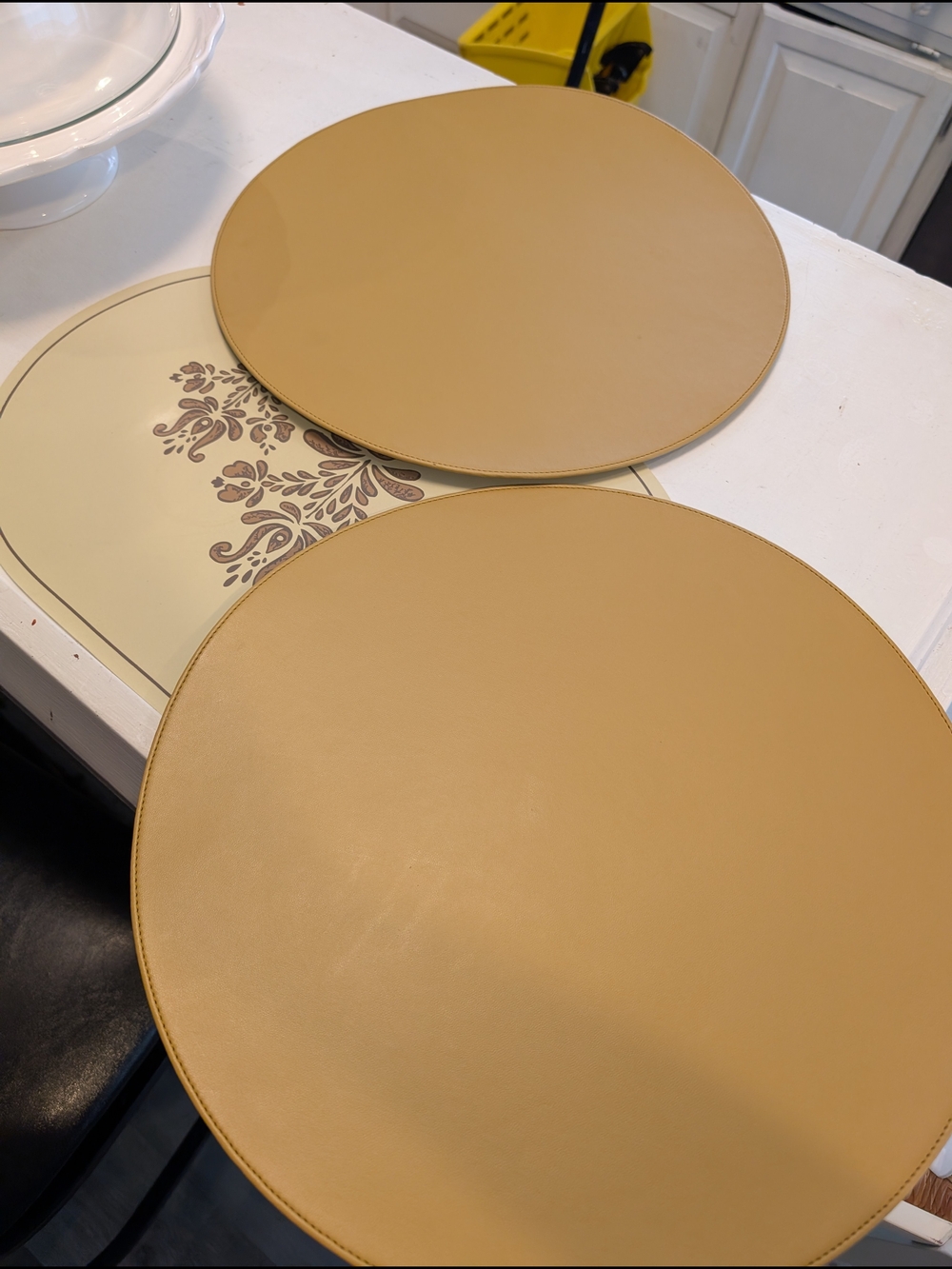 Crate&Barrel Tan Round Faux Leather Wall Circles